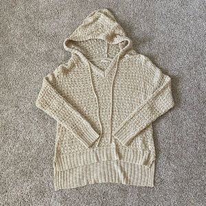 Phanuel women’s hooded knit pullover sweater neutral beige size small